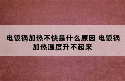 电饭锅加热不快是什么原因 电饭锅加热温度升不起来